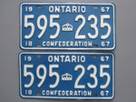 1967 YOM Clear Ontario License Plates