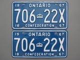1967 YOM Clear Ontario License Plates