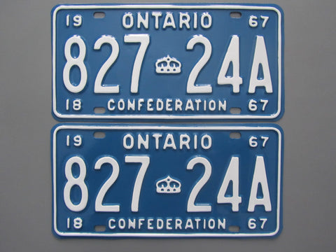 1967 YOM Clear Ontario License Plates