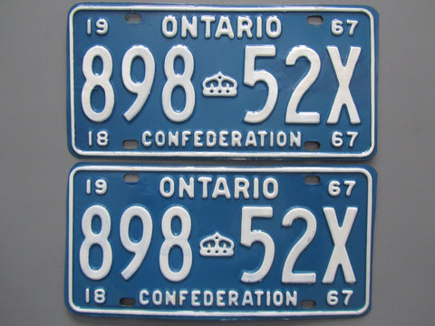1967 YOM Clear Ontario License Plates