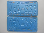 1967 YOM Clear Ontario License Plates