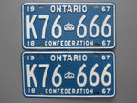 1967 YOM Clear Ontario License Plates