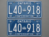 1967 YOM Clear Ontario License Plates