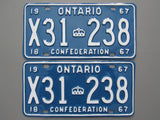 1967 YOM Clear Ontario License Plates