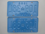 1968 YOM Clear Ontario License Plates