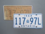 1968 YOM Clear Ontario License Plates