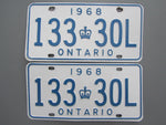 1968 YOM Clear Ontario License Plates