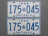 1968 YOM Clear Ontario License Plates