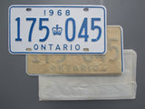 1968 YOM Clear Ontario License Plates