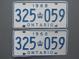 1968 YOM Clear Ontario License Plates