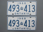 1968 YOM Clear Ontario License Plates