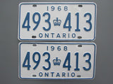1968 YOM Clear Ontario License Plates