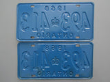 1968 YOM Clear Ontario License Plates