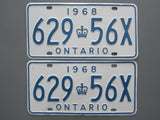 1968 YOM Clear Ontario License Plates