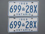 1968 YOM Clear Ontario License Plates
