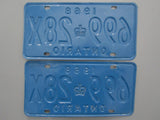 1968 YOM Clear Ontario License Plates