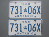 1968 YOM Clear Ontario License Plates