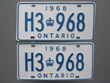 1968 YOM Clear Ontario License Plates
