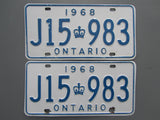 1968 YOM Clear Ontario License Plates