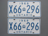 1968 YOM Clear Ontario License Plates