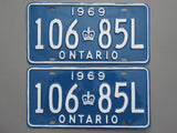 1969 YOM Clear Ontario License Plates