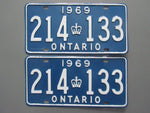 1969 YOM Clear Ontario License Plates