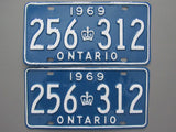 1969 YOM Clear Ontario License Plates