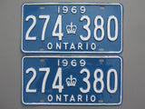 1969 YOM Clear Ontario License Plates
