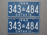 1969 YOM Clear Ontario License Plates