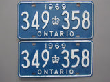 1969 YOM Clear Ontario License Plates