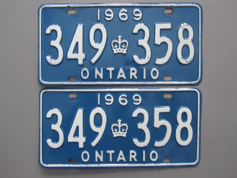 1969 YOM Clear Ontario License Plates