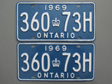 1969 YOM Clear Ontario License Plates