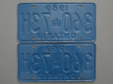 1969 YOM Clear Ontario License Plates