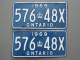 1969 YOM Clear Ontario License Plates