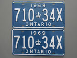 1969 YOM Clear Ontario License Plates