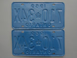 1969 YOM Clear Ontario License Plates