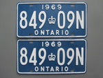 1969 YOM Clear Ontario License Plates