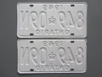 1969 YOM Clear Ontario License Plates