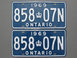 1969 YOM Clear Ontario License Plates