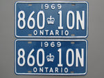 1969 YOM Clear Ontario License Plates