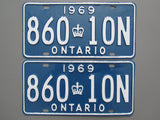 1969 YOM Clear Ontario License Plates