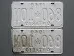1969 YOM Clear Ontario License Plates