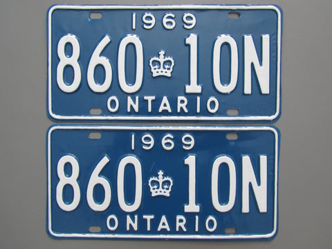 1969 YOM Clear Ontario License Plates