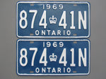 1969 YOM Clear Ontario License Plates