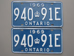1969 YOM Clear Ontario License Plates