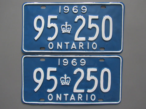 1969 YOM Clear Ontario License Plates