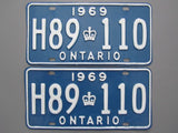 1969 YOM Clear Ontario License Plates