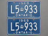 1969 YOM Clear Ontario License Plates