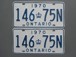 1970 YOM Clear Ontario License Plates