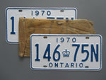 1970 YOM Clear Ontario License Plates